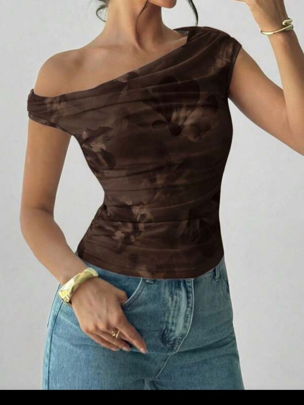 Off-Shoulder Brown Women's Top